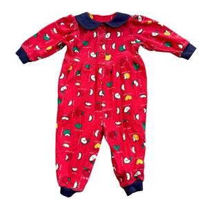 Vtg 1990s Okie Dokie Infant Fruit Apple Romper 12m